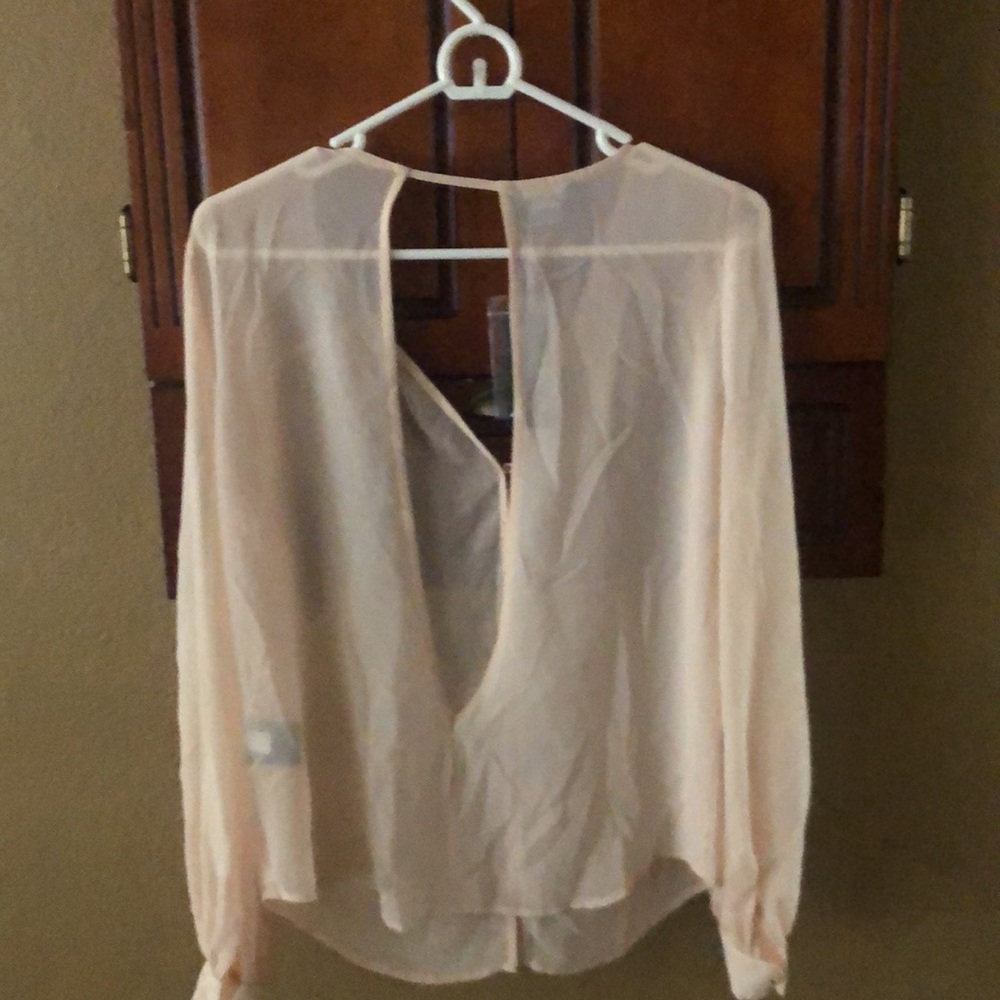 Make me an offer Bebe shear see through very classy blouse sexy open back - Picture 3 of 6